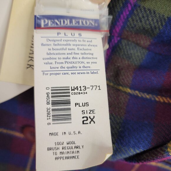 Vintage 90s Pendleton Plus Size 2X Womens Wool Plaid Blazer USA Deadstock New - Picture 5 of 11